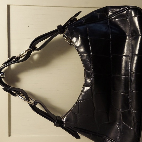 Dooney&Bourke Black Croc Embossed Shoulder Bag - Picture 2 of 10